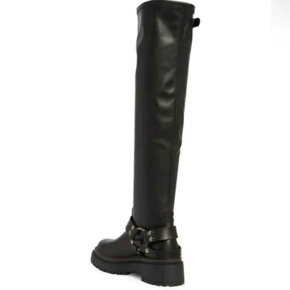 Steve Madden Lawful Over-The-Knee Harness Boots Moto Lug Sole NEW Size 9